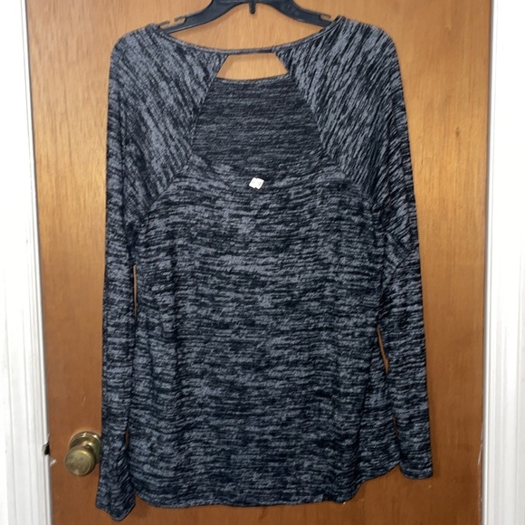 •ZELOS•MARBLED BLACK/GRAY LONG SLEEVE OPEN BACK HACCI KNIT TOP SIZE LARGE EUC - Picture 6 of 12